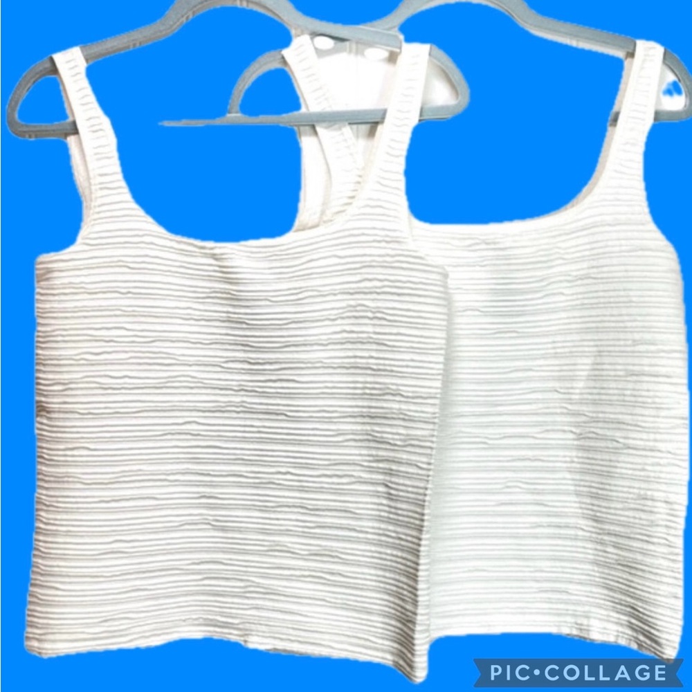 Anthropologie tank tops womens size large textured bodycon stretch Lot of 2